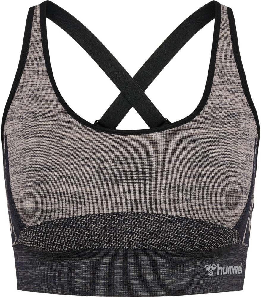 HummelDamenSportTopHmlcleaSeamlessSportsTopChateauGrayBlackMelange-L
