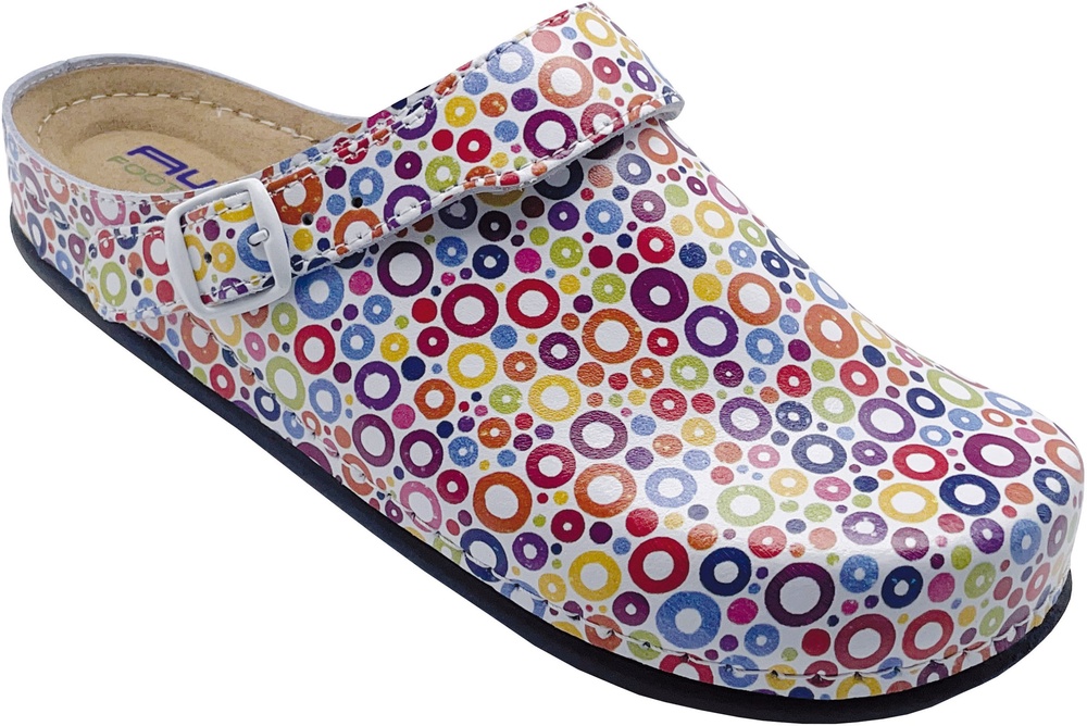 AWCFootwearDamenBerufssandale12052SandalemitschwarzerPU-SohleKreiseBunt-36