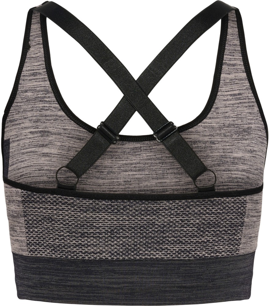 HummelDamenSportTopHmlcleaSeamlessSportsTopChateauGrayBlackMelange-L